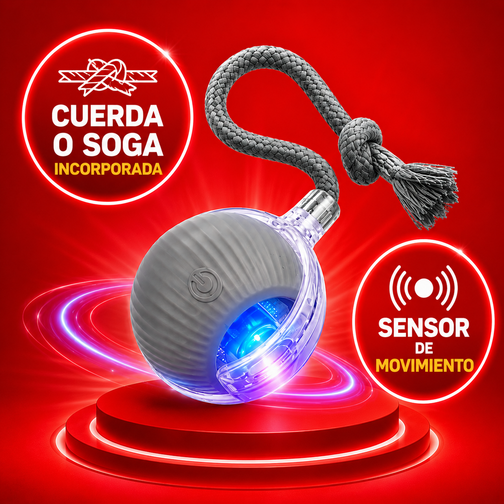 PELOTA INTERACTIVA PARA GATOS CON SOGA