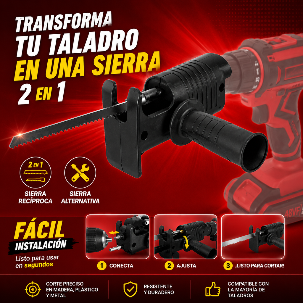 TRANSFORMA TU TALADRO EN UNA POTENTE SIERRA CALADORA
