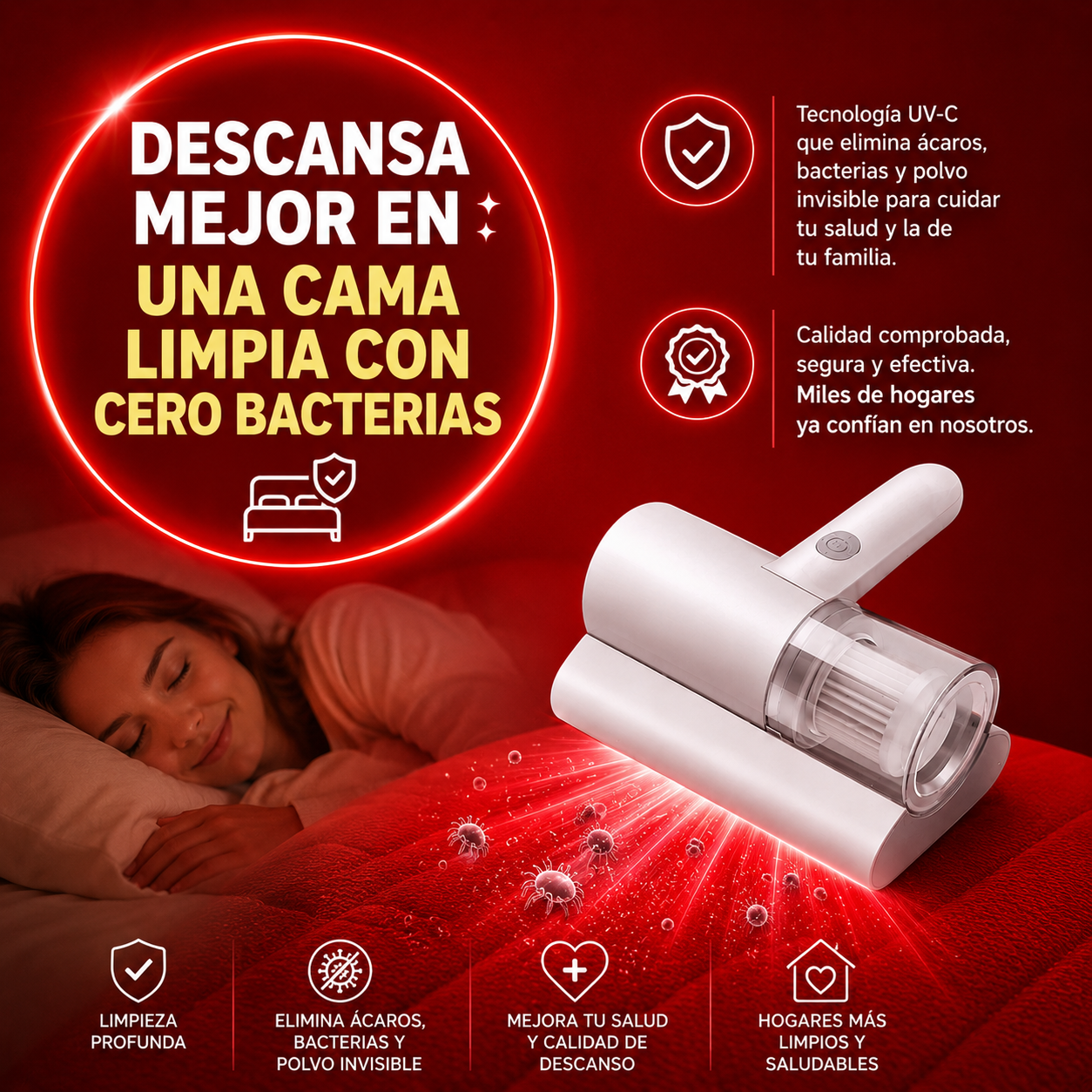 REMOVEDOR DE ÁCAROS CON SUCCIÓN POTENTE