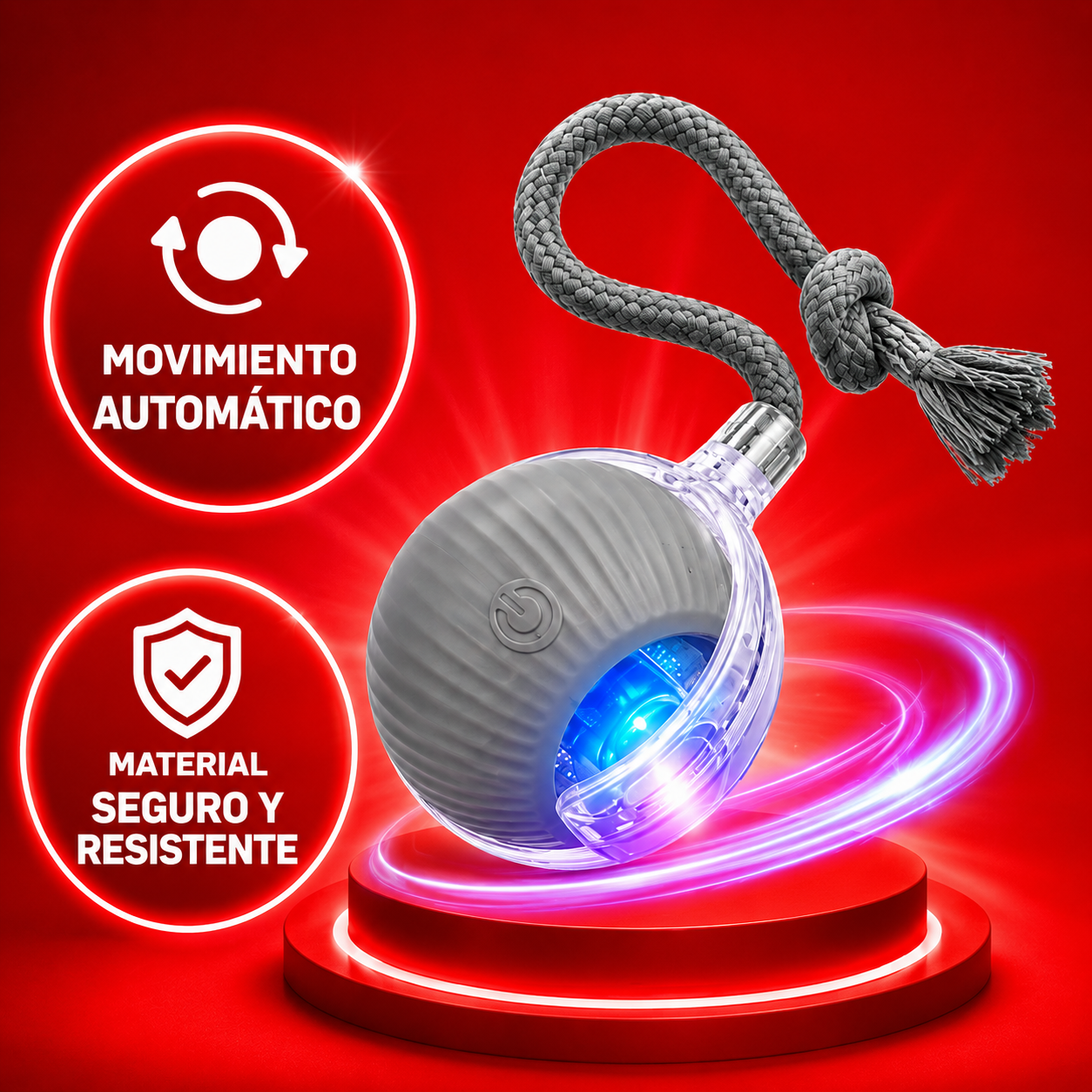 PELOTA INTERACTIVA PARA GATOS CON SOGA